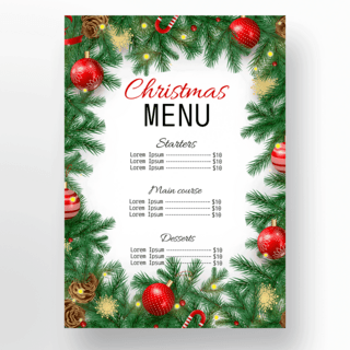 圣诞节菜单海报模板_精致圣诞节菜单