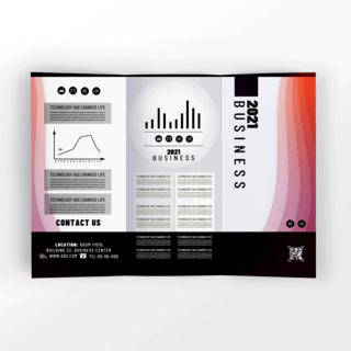 折页渐变海报模板_时尚渐变流体风格2021商务折页设计