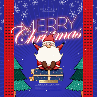 个性复古海报模板_复古简约色彩圣诞快乐节日sns