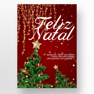 红色背景葡萄牙语圣诞快乐海报