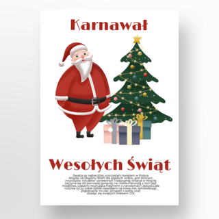 圣诞快乐海报背景海报模板_白色背景波兰语圣诞快乐海报