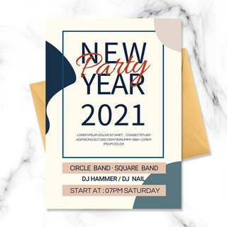 色块质感海报模板_精致色块拼接质感新年2021邀请函