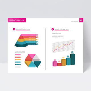 彩色3d立体几何信息图表传单