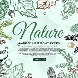 绿叶自然海报模板_线条绿植自然模板设计