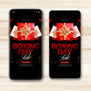 礼盒弹窗海报模板_个性时尚简约礼盒boxing day促销弹窗