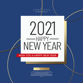 个性创意线条海报模板_个性时尚简约线条2021新年快乐sns