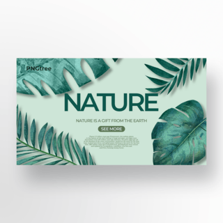 自然元素海报模板_创意棕榈叶元素自然模板设计