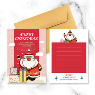 可爱圣诞老人海报模板_红色可爱圣诞老人圣诞节邀请函模板