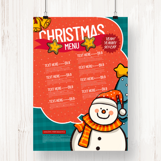 圣诞节菜单海报模板_卡通可爱个性圣诞节餐厅菜单