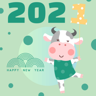 绿色卡通2021新年sns