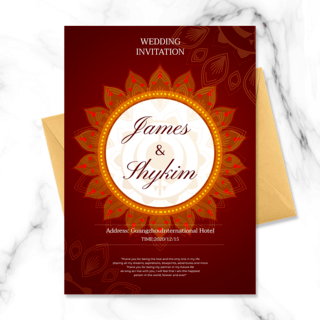 圆形元素海报模板_圆形元素印度婚礼邀请函
