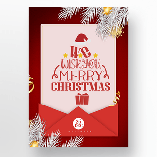红色圣诞节卡片活动海报