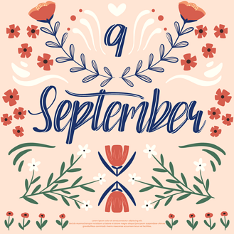 september你好创意文字艺术字设计图片-千库网