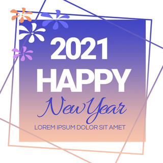 紫色烟花海报模板_紫色渐变简约新年2021宣传sns模板