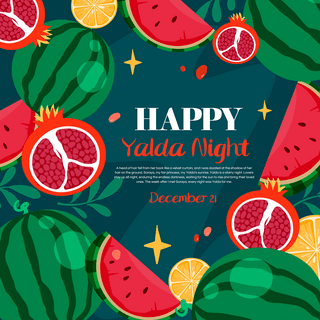 night海报模板_绿色happy yalda night模板