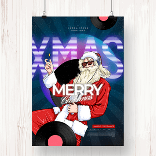 个性圣诞快乐海报模板_时尚简约个性圣诞派对节日海报