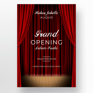 红色舞台幕布海报