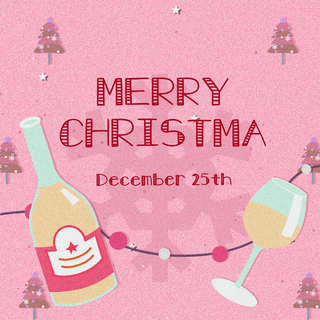 圣诞树粉色海报模板_粉色可爱冬天酒杯圣诞节手绘sns
