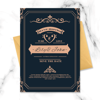 婚礼复古边框海报模板_复古优雅欧式花纹婚礼邀请函