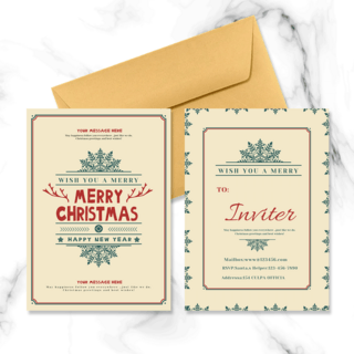圣诞节圣诞装饰海报模板_典雅复古圣诞节卡片邀请函