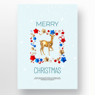 圣诞快乐元素海报模板_麋鹿元素创意精致圣诞快乐海报设计