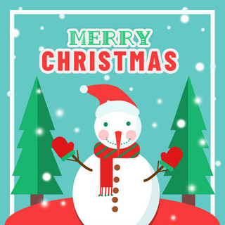 带白手套的手海报模板_手绘圣诞节促销sns戴手套的雪人