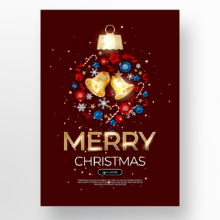 圣诞促销模板海报模板_精致深红色背景创意圣诞活动促销模板