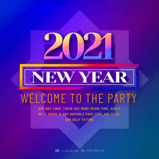 时尚渐变风格2021新年庆祝活动宣传sns画面设计