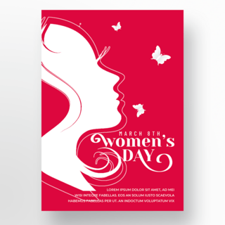 洋红色背景妇女节海报