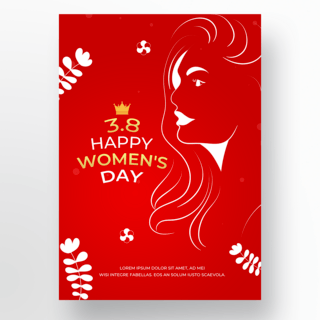 红色背景妇女节海报