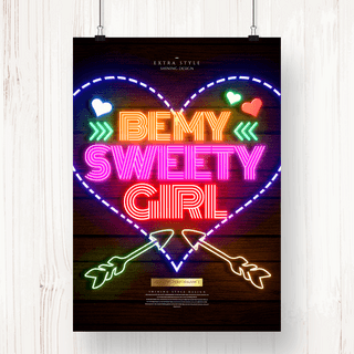 色彩创意海报海报模板_个性霓虹光效色彩情人节海报
