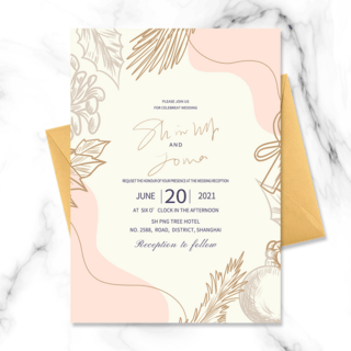 设计流体海报模板_现代简约粉色流体设计婚礼邀请函