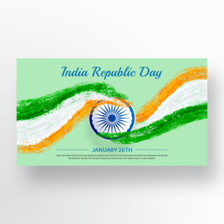 印度banner海报模板_绿色印度共和国日宣传banner