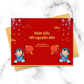 红色文理越南新年模板