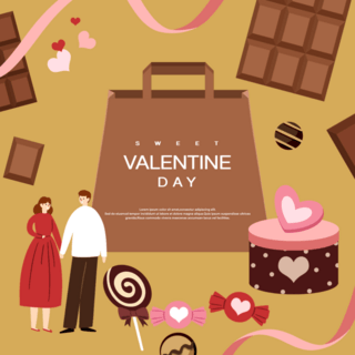 巧克力宣传海报模板_彩色卡通情人节节日宣传模版