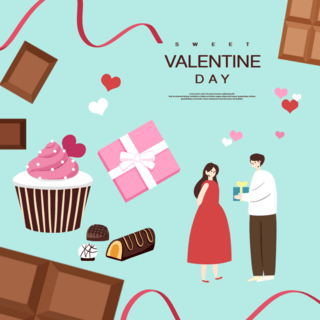 巧克力宣传海报模板_绿色情人节节日宣传模版