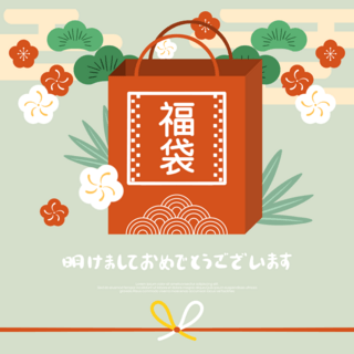 可爱袋海报模板_可爱风格日本新年福袋模版