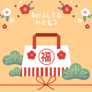 日本新年袋海报模板_卡通风格日本新年福袋宣传模版
