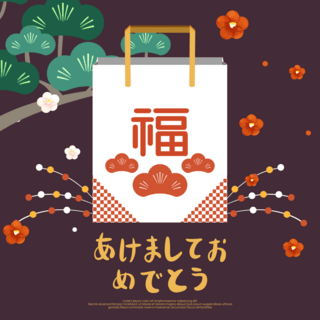 可爱袋海报模板_彩色日本福袋宣传模版
