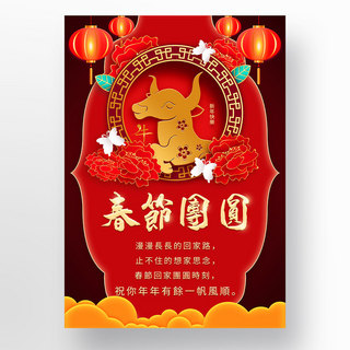 中国牛年红色祝福新年模板