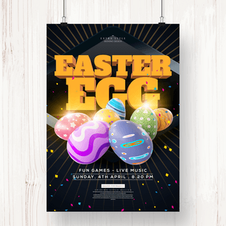 可爱立体兔子海报模板_卡通立体复活节彩蛋节日海报