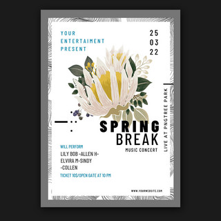 spring海报模板_spring break party flyer