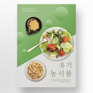 有机绿色食品海报模板_绿色渐变质感简约韩国风格绿色有机食品宣传模板