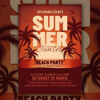 double海报模板_summer beach party flyer