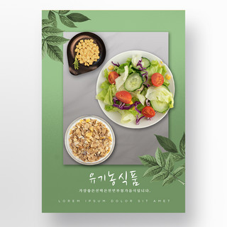 渐变质感绿色简约韩国风格绿色有机食品宣传模板