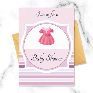 出生婴儿海报模板_粉紫色背景婴儿邀请函