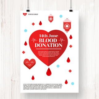 血滴海报模板_红色世界献血日无偿献血海报