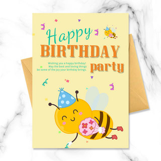 卡通小蜜蜂的生日派对邀请函