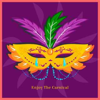 法老面具海报模板_高端紫色面具巴西狂欢节社交媒体