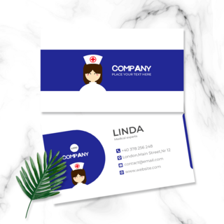 卡通护士头像医疗行业双面名片